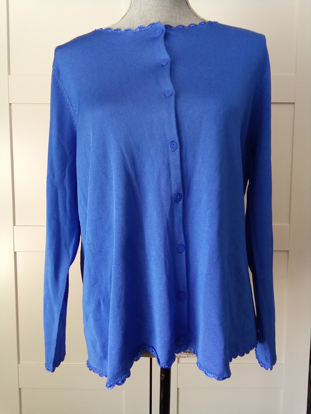 Oscar de la Renta Royal Blue Button-Front Cardigan
